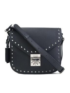 Auth Mcm Shoulder Bag Black/Silver #302968M41B